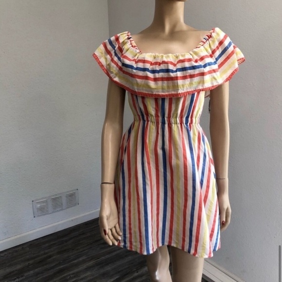 Lily Brown multi color off the shoulder dress - Picture 14 of 15